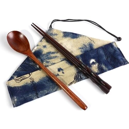 3pcs/set Portable Eco-friendly Chopsticks And Spoon Set Household Wooden Tableware Organic Wooden Spoon Chopsticks Set