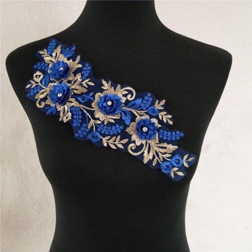 Fashion Exquisite DIY Embroidery Lace 3D Flower Lace Collar Rhinestone Sewing Decoration Ladies Dress Applique Accessories