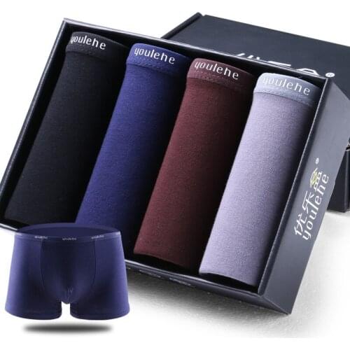 Hot Sale 4 Pieces Per Set Sexy cuecas Soft Comfortable Men Boxers Underwear Solid Panties Underpants Cueca Boxer shorts Homme