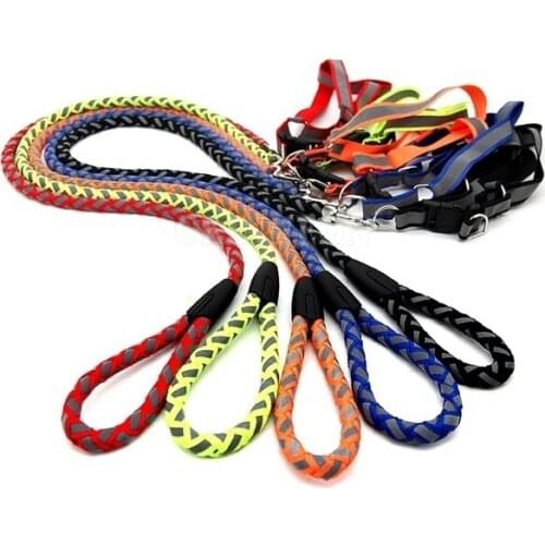 50Pcs/Lot Luminous Pet Dog Leash Traction Rope Collar Straps Vest Set Puppy Walking Leads