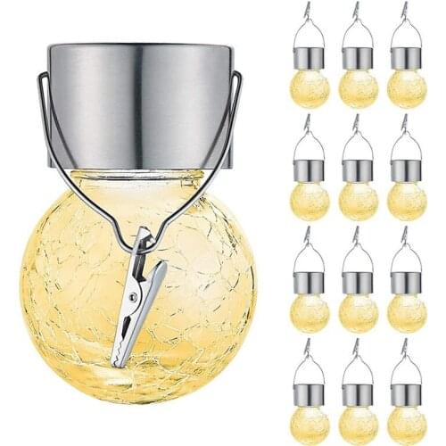 6Pack Solar Mosaic Crackle Globes LED Garden Lights Waterproof Solar Crack Light Glass Ball Hanging Light Multi-Color Changing