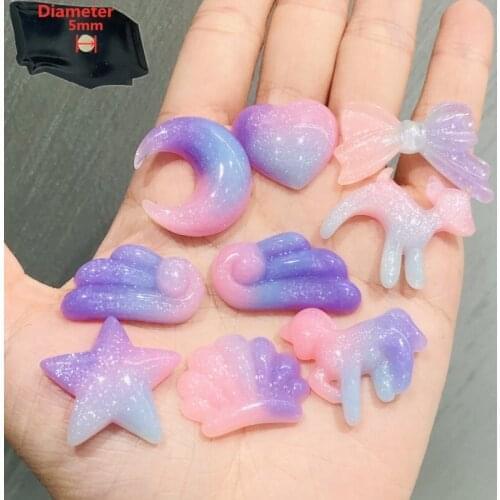 9PCS Resin Cute Cartoon Fridge Magnetic Sticker Kawaii Colourful Bow Knot Wings Star Moon Heart Dog Refrigerator Magnet Kid Toy