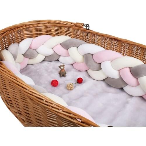 4 Knotted 2.2M Baby Bed Bumper Braided Crib Bumper Cotton Knot Pillow Crib Protector Baby Decoration Room