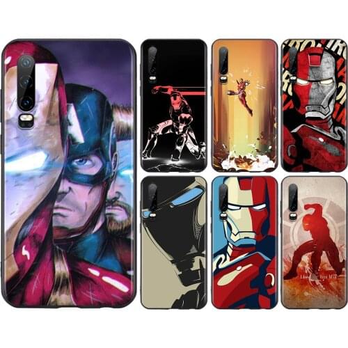 Iron Man Mecha Marvel For Huawei P50 P40 P30 P20 P10 P9 P8 Lite E Pro Plus Lite Mini 2019 2017 Black Soft Phone Case