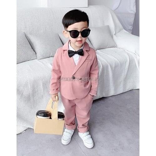 Flower Boys Wedding Suit Kids Formal Jacket Pants 2Pcs Clothing Set Tuxedo Children Performance Host Dance Party Dress Costume