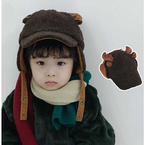 Baby Hats Season Lovely Fawn Peaked Cap Men And Women Children Autumn Keep Warm Northeast Earmuffs Hat Baseball Hat