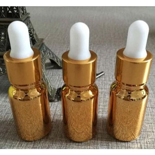 Hot sale 10ml golden mini glass dropper bottle , empty 10 ml glass small dropper bottles 200pcs