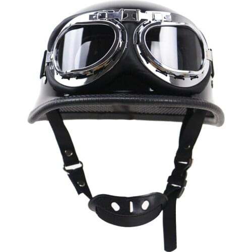DOT Free Glasses Motorcycle Helmet German Style ABS Pilot Motorcycle Open Face Retro Half Helmet Cruise Chopper Biker Pilot
