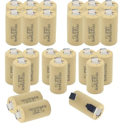 2200mAh NICD sub C battery 1.2V real capacity as declared welding tabs for screwdrivers for bosch
