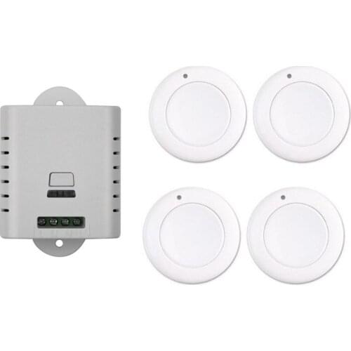 New AC85V 110V 120V 220V 250V 1CH Wireless Remote Control Switch System Receiver & 4*White wall Panel Sticky Remote