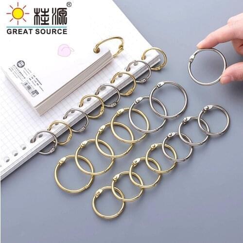 Golden Metal Ring Binder 20-32mm DIY Albums Loose-leaf Book Hoops Opening Silvery Office Binding Supplie Photo Album (40 boxes)