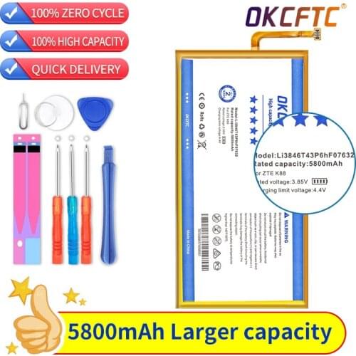 OKCFTC 100% New Original High Quality 3.8V 5800mAh Li3846T43P6hF07632 For AT&T Trek 2 HD For ZTE K88 Battery Batteries