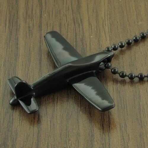 Free Shipping Punk 316L Stainless Steel Black Plated Air Plane Pendant Aircraft Choker Necklace Jewelry For Gift