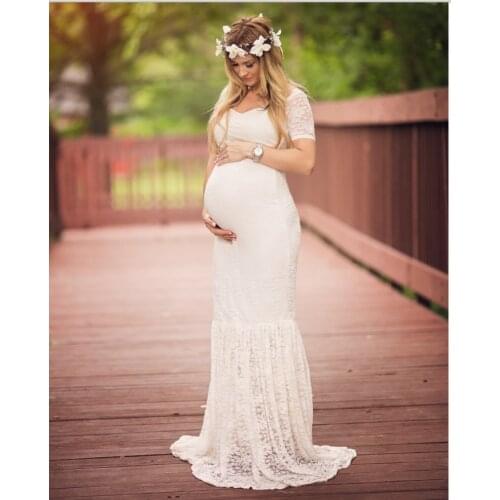 Maternity Dress Lace White Pregnancy Clothes Maxi Dresses Maternity Photography Props Dresses Sweet Heart Maternity Gown Clothes