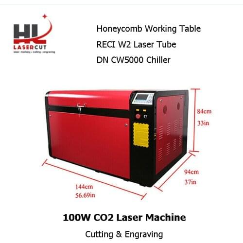 No Tax For EU RECI 100W 1060L Laser Cutting Machine CO2 Laser Engravering Autofocus CW5000 Chiller 80F Rotation Axis RDC6445