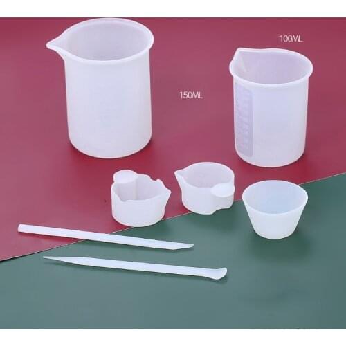 Silicone Measuring Cups Nonstick Stirrer Sticks Clear Glue Mixing Cup for DIY Resin Casting Jewelry Making Tool Accessories Kit
