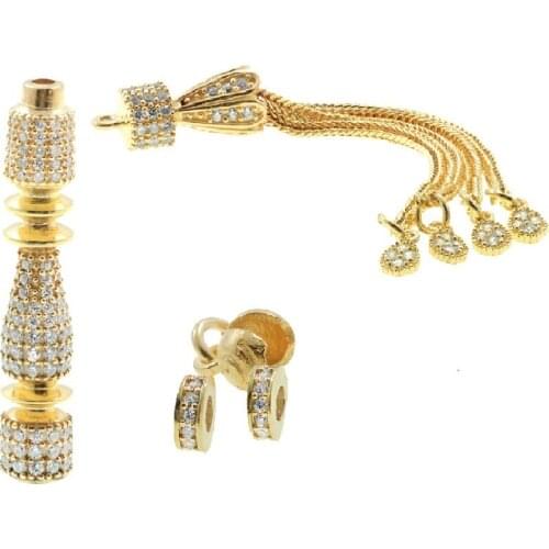 Tesbihane Special İşçilikli Zircon Cubic Zirconia İmame Tassel Set (Model-3)