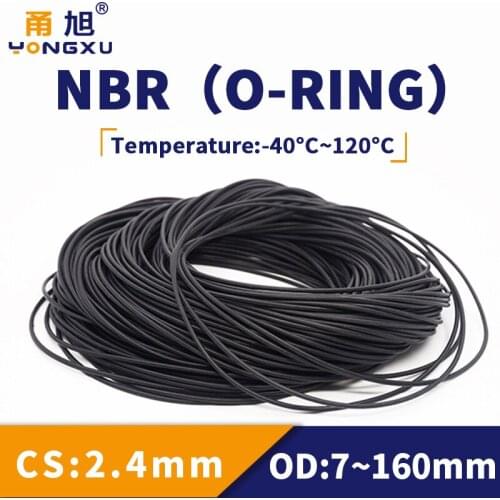 NBR O Ring Seal Gasket Thickness CS2.4mm OD7-160 Oil and Wear Resistant Automobile Petrol Nitrile Rubber O-Ring Waterproof Black