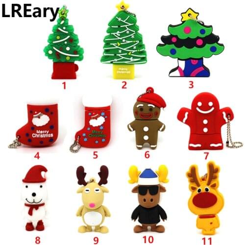 Cartoon USB Flash Drive dog USB Flash Drive 4GB 8GB 16GB 32GB 64GB Elk Deer Memory Stick Christmas tree Pen Drive Cookie man