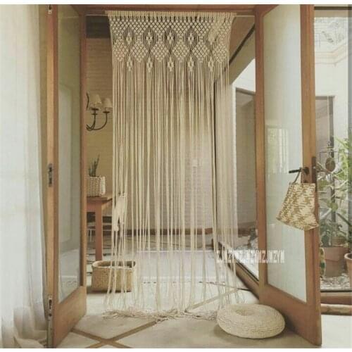 1*2m Bohemia Hand-woven Rope Macrame Tassel Wall Hanging Tapestry Curtain for Art Space Sofa Background Home Backdrop Wall