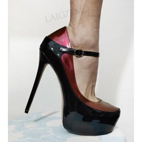 SEIIHEM Handmade Women Platform Patchwork Pumps Stiletto High Heeled Sandals Shiny Summer Shoes Woman Big Size 41 44 47 50 52