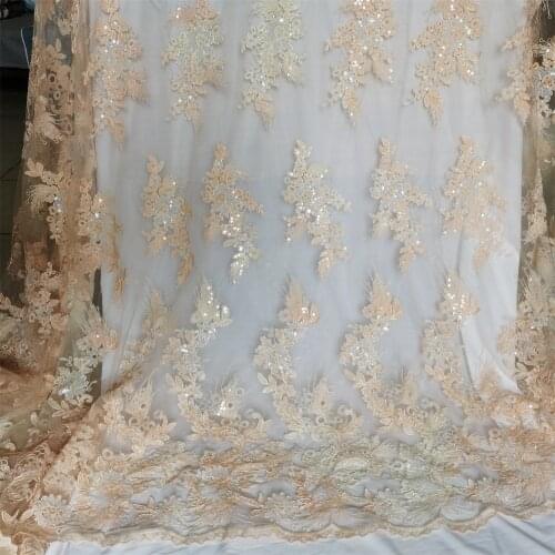 1yard Nude Pink White Sequins Embroidered Mesh Lace-Fabric Wedding Dress Veil DIY Sewing Accessories VZB080402