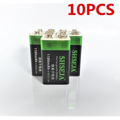 10pcs/lot 1180mAh 9V lithium ion battery 6F22 USB rechargeable battery instrumentation toy rechargeable battery free shipping