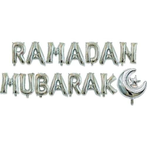 16'' Happy Eid Mubarak Ramadan Letter Foil Balloons Decoration Alphabet Banners Moon Set Party Supplies For Muslim