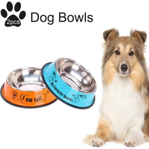 2PCS Pet Food Bowl Cartoon Creative Non-slip Dog Feeder Bowl Cat Water Bowl