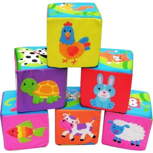 6PCS Cloth Building Blocks Infant Baby Cloth Doll Soft Cubes Kids Preschool Educational Toys Soft Plush Set Cube