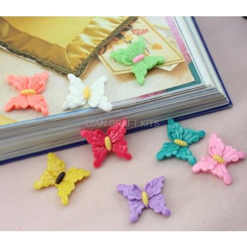 80pcs 35mm butterfly assorted cute resin lovely Cabochon for Kawaii Decoden DIY Projects big kitsch butterflies