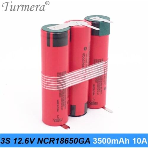3s 10.8v 12.6v battery 18650 pack ncr18650ga 3500mah 10A soldering battery for screwdriver tools battery customized battery