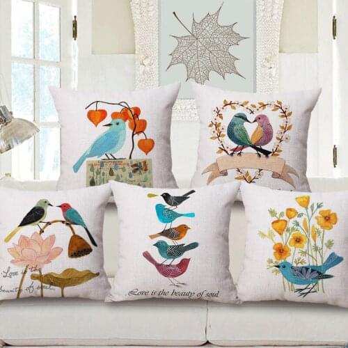 American Bird Pillowcase 18''x18'' Flower ative Cover Throw Lover Rural