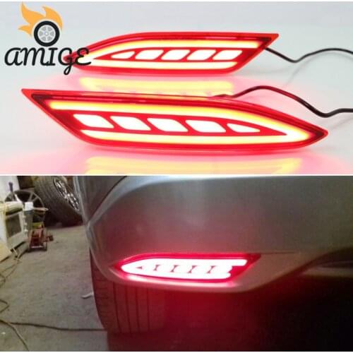 AMIGE 12V Car Led Reflector Bumper Lights For Honda HR-V HRV 2016 2017 2018 Rear Fog Lamp Brake Light Turn Signal Light