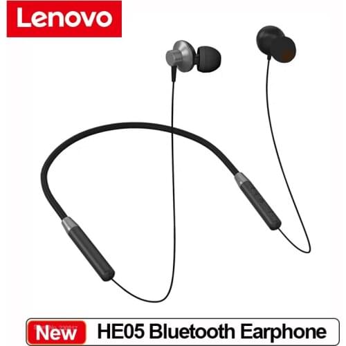 Lenovo HE05 Wireless Earphone Bluetooth 5.0 Magnetic Neckband Headset IPX5 Waterproof Sport Earbud with Noise Cancelling Mic
