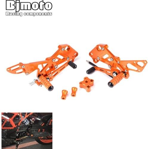 BJMOTO RC 125/200/390 Motorcycle CNC Adjustable Rear Set Rearsets Footrest Foot Rest For RC125 RC200 RC390 2014-2019