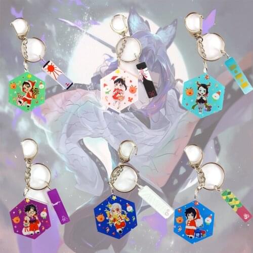 Anime Demon Slayer Key Chains Fashion Figure Kochou Shinobu Keychain Rengoku Kyoujurou Cosplay Child Toy Christmas Gift Keyring