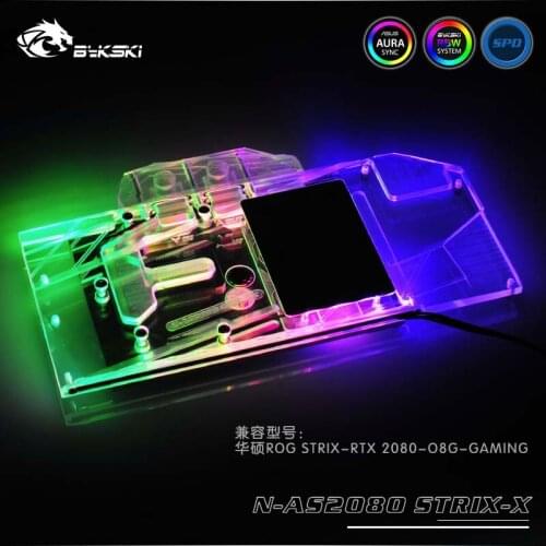 Bykski GPU cooler Full Cover Graphics Card Water cooling Block for ASUS ROG STRIX RTX2080 O8G Gaming N-AS2080 STRIX-X