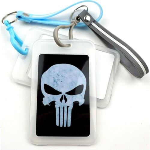 Frank Castle Card Cover Key Chain Bank Credit Card Holder Card Bag Plastic Student ID Bus Card Sleeve Protect Keychains
