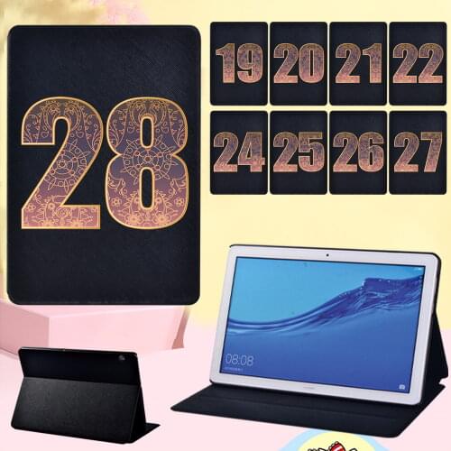 Tablet Case for Huawei MediaPad T3 10 9.6"/T5 10 10.1"/T3 8.0 - Dust-proof Simple Number Leather Flip Cover Case + Free Stylus