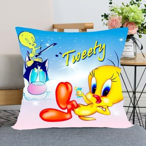New Cartoon Tweety Bird Funny Pillow Case For Home Decorative Pillows Cover Invisible Zippered Throw PillowCases 40X40,45X45cm