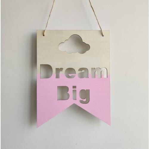 1PCS Nordic Style Wooden Hanging Decorations Garland Ornament For Kids Room Nursery Decor Slogan Banner Photography Props Mascot