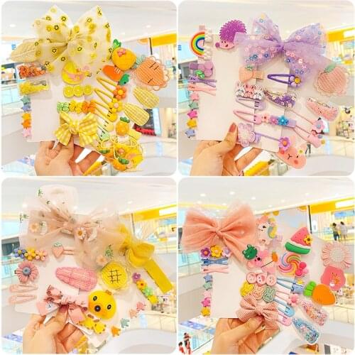 2021 Children Cute Cartoon Flower Scrunchies Rubber Bands Hairpins Baby Girls Lovely Hair Clips Kids Hair Bands Hair Accessories