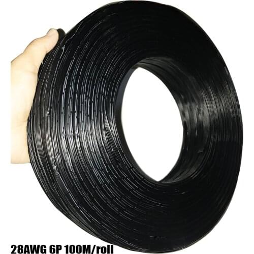 DHL 100M 28AWG 6Pin Silico cable multiconducteurs 6Core Wired High Temperature Soft Parallel Power Wire Black Soft Cable