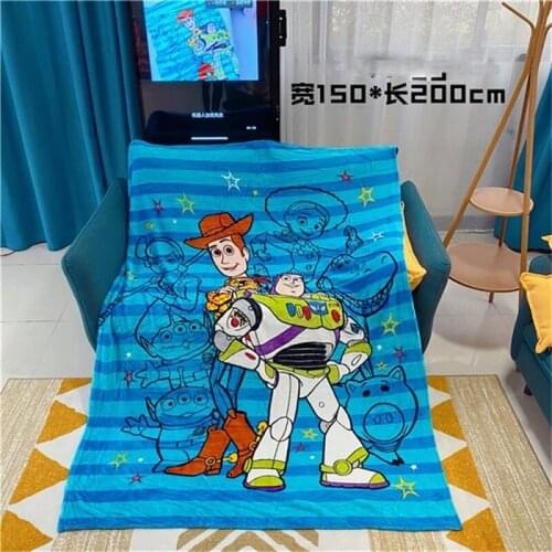 Cute Buzz Lightyear Comfortable Flannel Fleece Blanket Kids Toy Story Woody Blanket Throw on Sofa Bed Plane Travel 150x200cm
