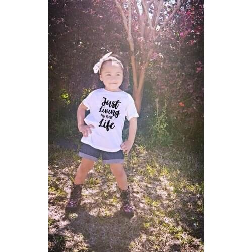 Just Living My Best Life Toddler Child Summer Short Sleeve T-Shirts Kids White T-Shirt Boys TShirt Girl Tops Casual Wear BAL649