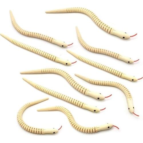 10Pcs 12 Inch Unfinished Wooden Wiggly Snakes Jointed Flexible Wooden Snake Blank Animal Model Crafts Toys For Arts
