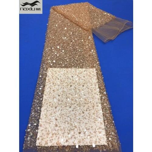 Madison Beads frican Mesh Lace Fabric With Sequins 2021 High Quality Lace Soft French Wedding Lace Fabric For Dress Sewing