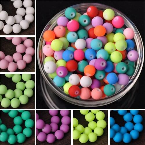 4mm 6mm 8mm 10mm Matte Rubber-Like Round Glass Loose Beads For Jewelry Making