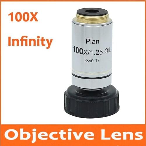 1pc 100X 195 Metal Infinity Plan Achromatic Objective Lens Educational Olympus Biomicroscope Biological Microscope 20.2mm